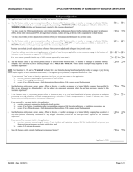 Form INS3006 Application for Renewal of Business Entity Navigator Certification - Ohio, Page 2