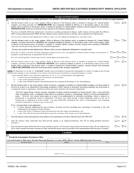 Form INS3002 Limited Lines Portable Electronics Business Entity Renewal Application - Ohio, Page 2