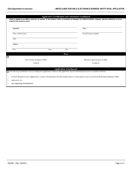 Form INS3001 Limited Lines Portable Electronics Business Entity Initial Application - Ohio, Page 4