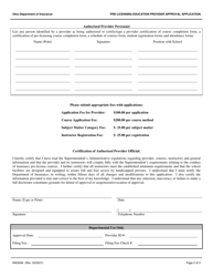 Form INS3048 Pre-licensing Education Provider Approval Application - Ohio, Page 2