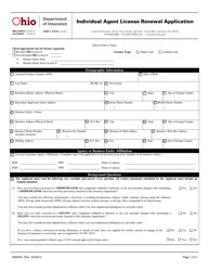 Document preview: Form INS3091 Individual Agent License Renewal Application - Ohio