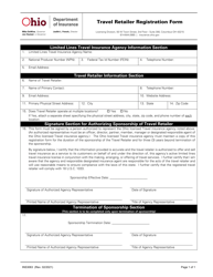 Form INS3063 &quot;Travel Retailer Registration Form&quot; - Ohio