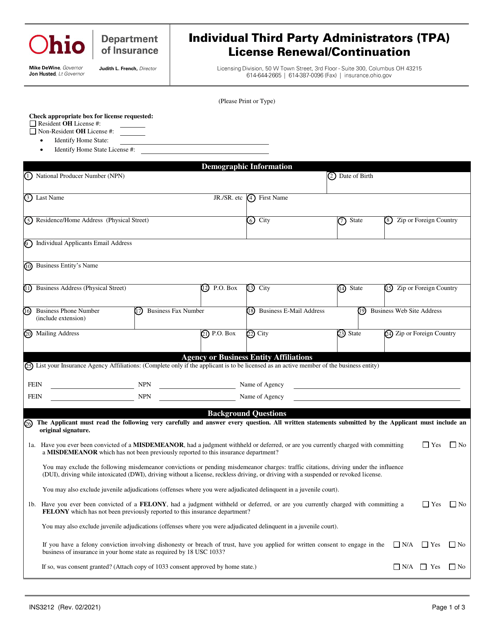 Form INS3212  Printable Pdf