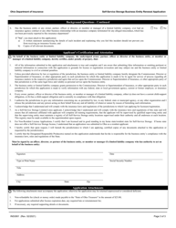Form INS3061 Self-service Storage Business Entity Renewal Application - Ohio, Page 3