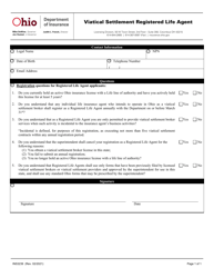 Document preview: Form INS3239 Viatical Settlement Registered Life Agent - Ohio