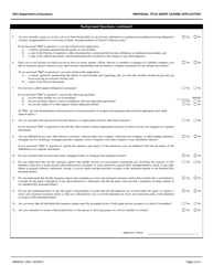 Form INS3243 Individual Title Agent License Application - Ohio, Page 3