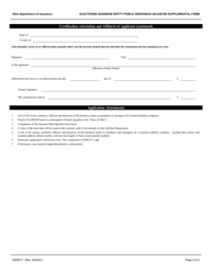 Form INS3217 Electronic Business Entity Public Insurance Adjuster Supplemental Form - Ohio, Page 2