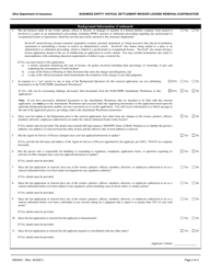 Form INS3221 Business Entity Viatical Settlement Broker License Renewal/Continuation - Ohio, Page 2