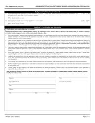 Form INS3221 Business Entity Viatical Settlement Broker License Renewal/Continuation - Ohio, Page 3