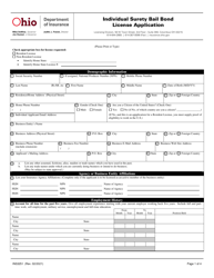 Form INS3251 Individual Surety Bail Bond License Application - Ohio