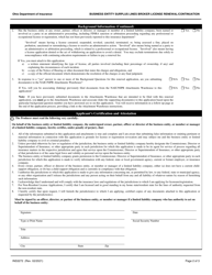 Form INS3272 Business Entity Surplus Lines Broker License Renewal/Continuation - Ohio, Page 2