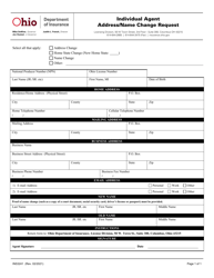 Form INS3241 &quot;Individual Agent Address/Name Change Request&quot; - Ohio