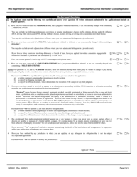 Form INS3291 Individual Reinsurance Intermediary License Application - Ohio, Page 2