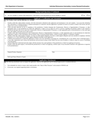 Form INS3289 Individual Reinsurance Intermediary License Renewal/Continuation - Ohio, Page 3