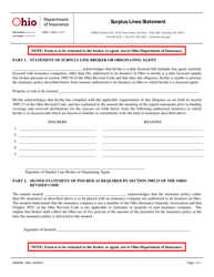 Document preview: Form INS4024 Surplus Lines Statement - Ohio