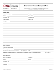 Document preview: Form INS6012 Enforcement Division Complaint Form - Ohio
