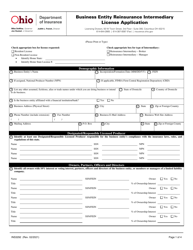 Form INS3292 Business Entity Reinsurance Intermediary License Application - Ohio