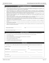 Form INS3249 Individual Managing General Agent (Mga) License Application - Ohio, Page 4