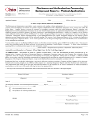 Document preview: Form INS7255 Disclosure and Authorization Concerning Background Reports - Viatical Applications - Ohio