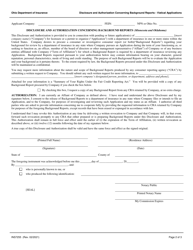 Form INS7255 Disclosure and Authorization Concerning Background Reports - Viatical Applications - Ohio, Page 2