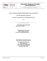 Form INS7248 Viatical/Life Settlement Annual Statement for Providers - Ohio