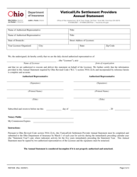 Form INS7248 Viatical/Life Settlement Annual Statement for Providers - Ohio, Page 2