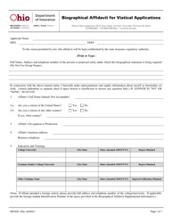 Document preview: Form INS7254 Biographical Affidavit for Viatical Applications - Ohio