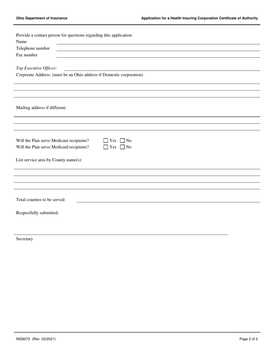 Form INS9073 Download Fillable PDF or Fill Online Application for ...