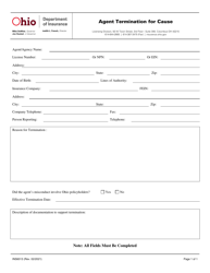 Form INS6013 &quot;Agent Termination for Cause&quot; - Ohio
