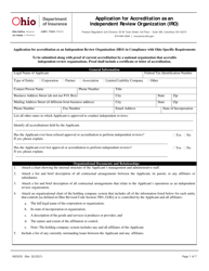 Form INS5035 Application for Accreditation as an Independent Review Organization (Iro) - Ohio