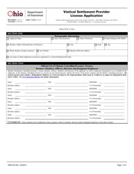 Document preview: Form INS9106 Viatical Settlement Provider License Application - Ohio
