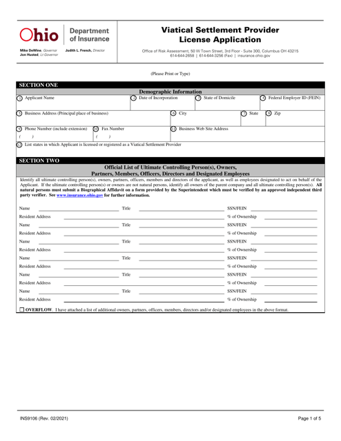 Form INS9106  Printable Pdf