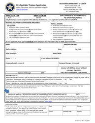AL Form 5 Fire Sprinkler Trainee Application - Oklahoma