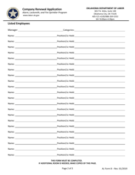 AL Form 8 Company Renewal Application - Oklahoma, Page 2