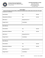 AL Form 8 Company Renewal Application - Oklahoma, Page 3