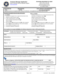 AL Form 3 Company Manager Application - Oklahoma