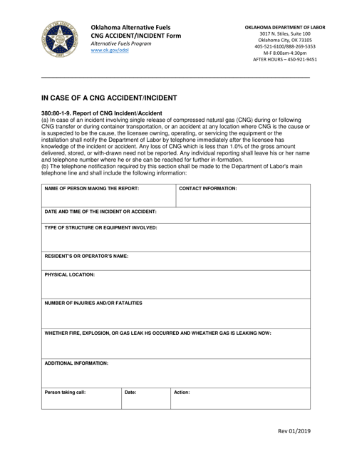Cng Accident/Incident Form - Oklahoma