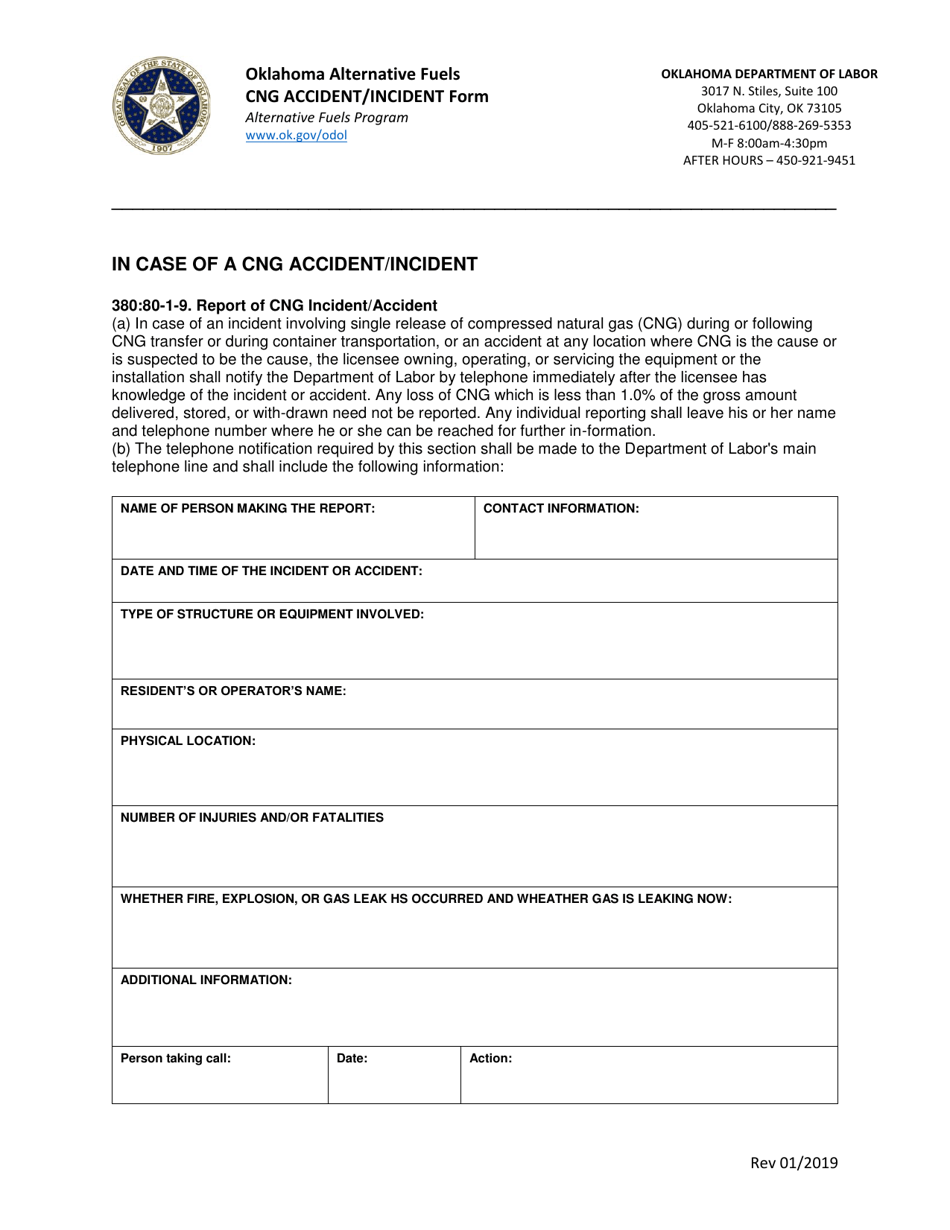 Oklahoma Cng Accident Incident Form - Fill Out, Sign Online And 