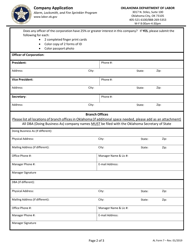 AL Form 7 Company Application - Oklahoma, Page 2