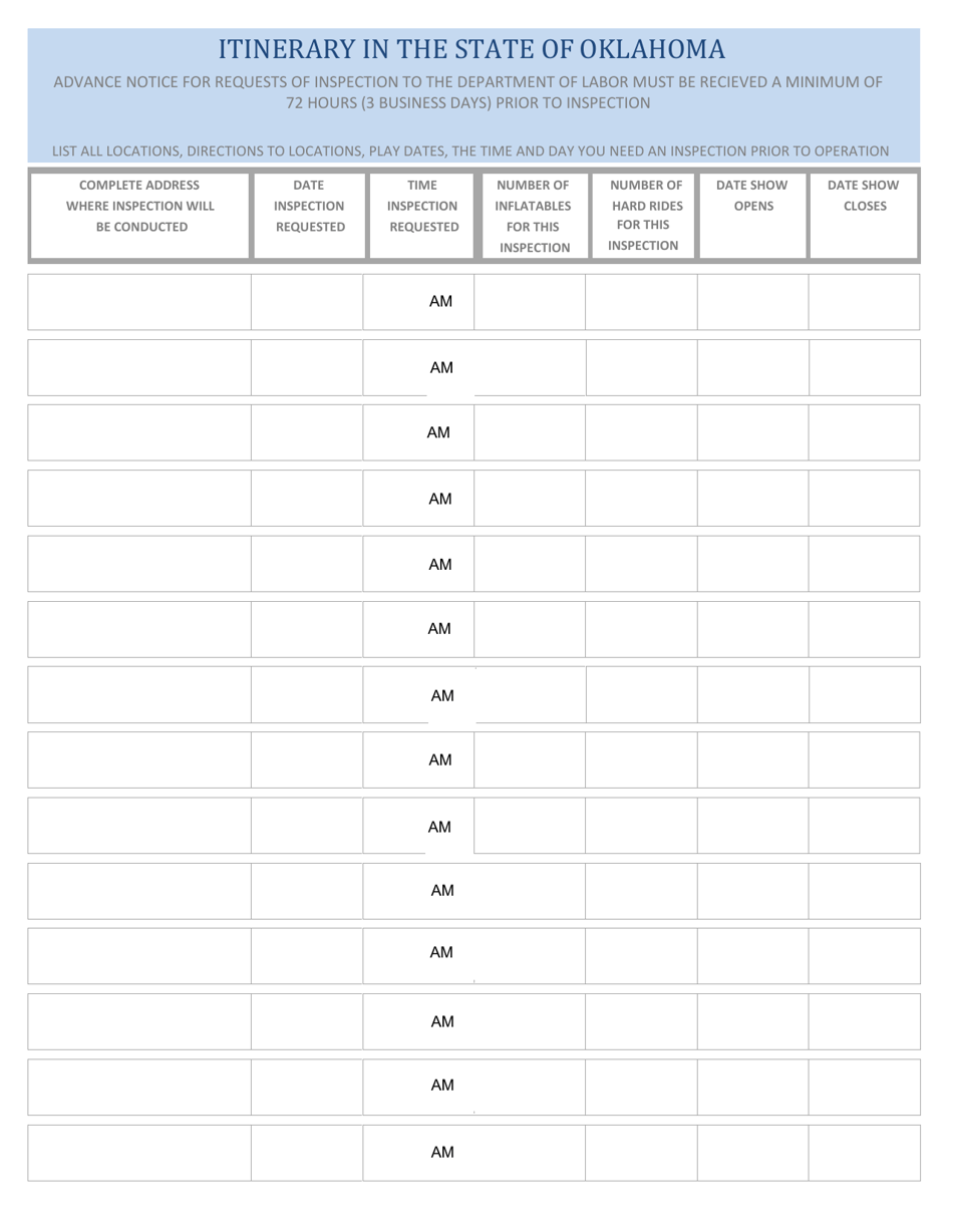 Amusement Ride Annual Application - Oklahoma, Page 2