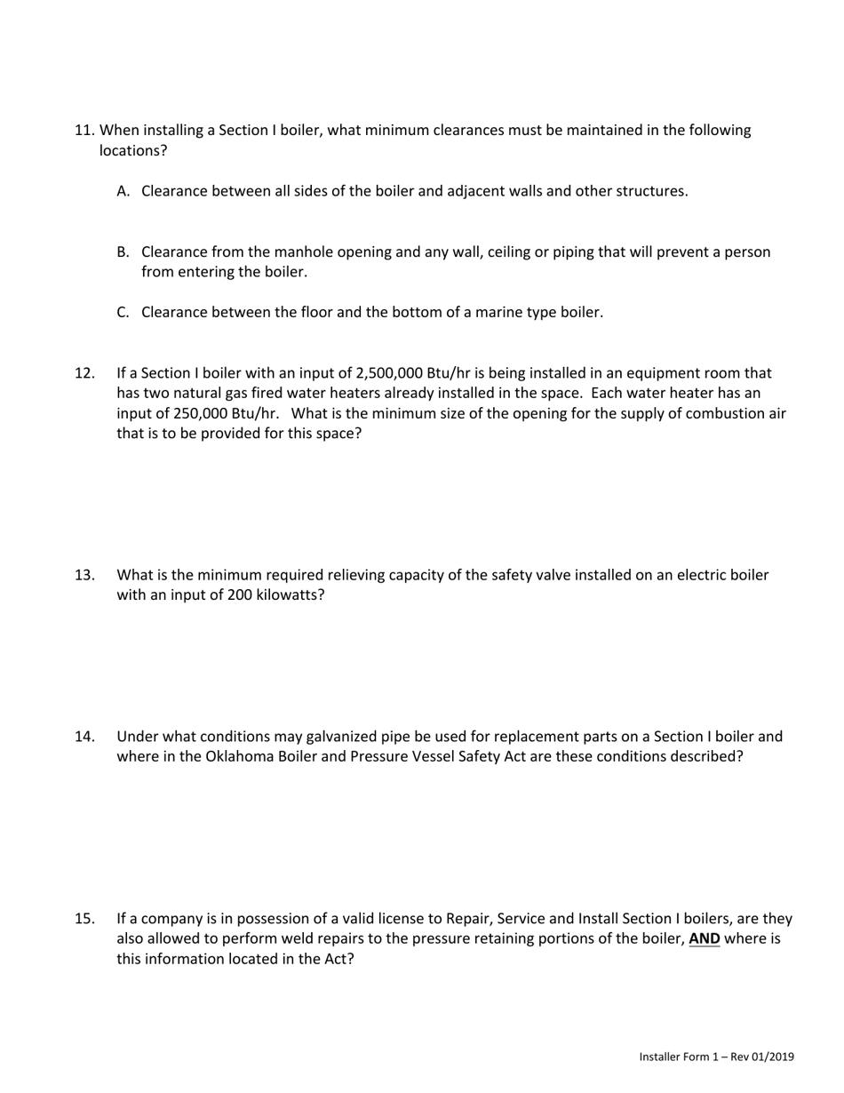 Installer Form 1 Repair, Service, Install License Application - Oklahoma, Page 6