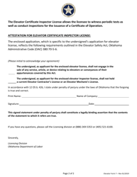 Elevator Form 7 Certificate Inspector License Renewal Application - Oklahoma, Page 2