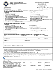 Weld Inspector Form 1 &quot;Welding Inspector Application Affidavit&quot; - Oklahoma