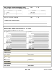 ASB Form 2 Asbestos Abatement Supervisor Application - Oklahoma, Page 2