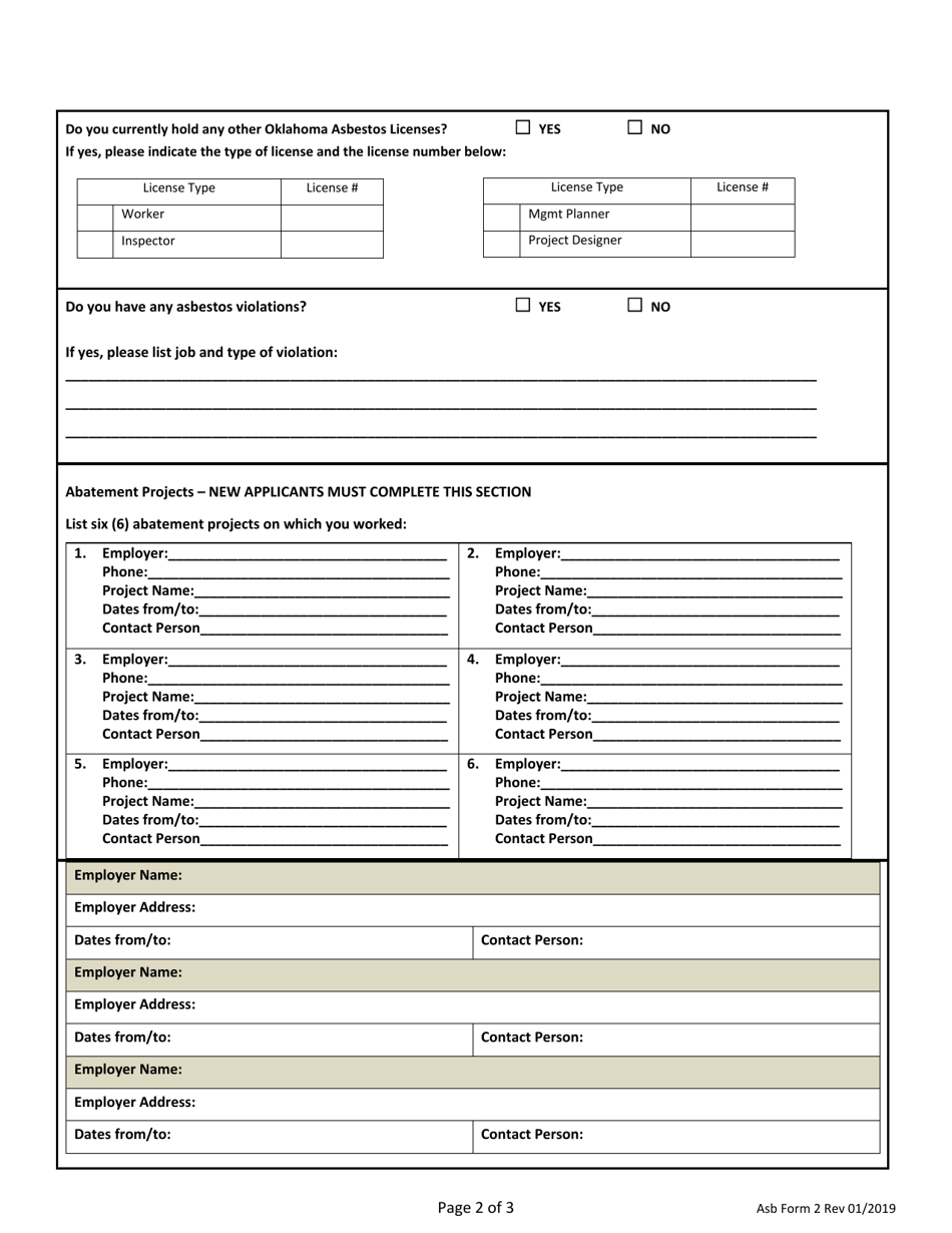 ASB Form 2 - Fill Out, Sign Online and Download Fillable PDF, Oklahoma ...