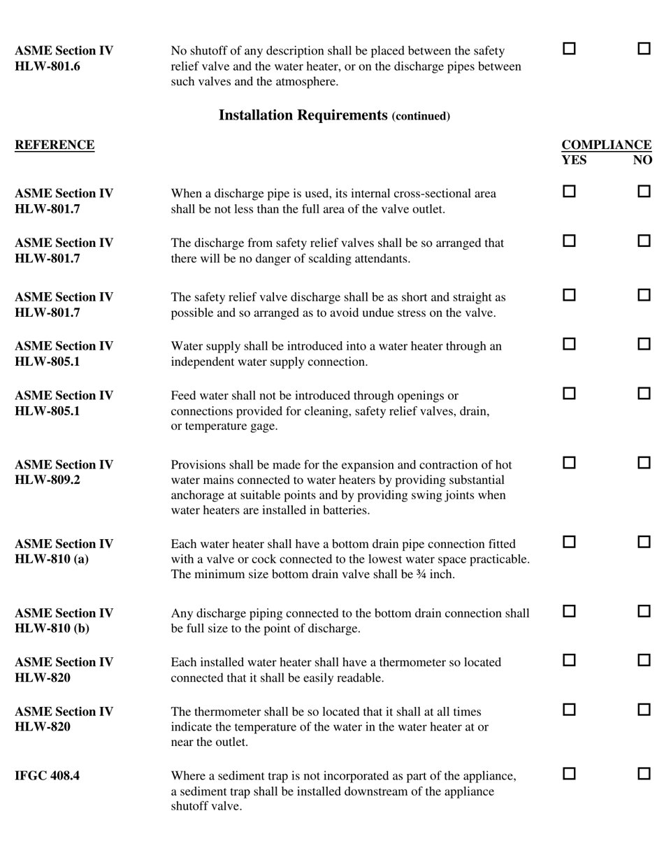 Inspection Checklist for Hot Water Heaters - Oklahoma, Page 3