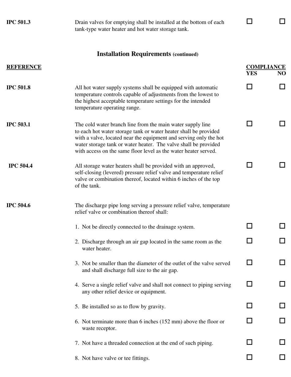 Inspection Checklist for Hot Water Heaters - Oklahoma, Page 4