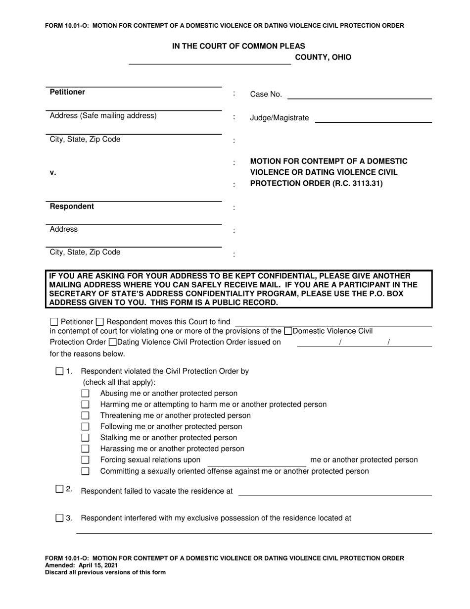 Form 10.01-O - Fill Out, Sign Online and Download Fillable PDF, Ohio ...