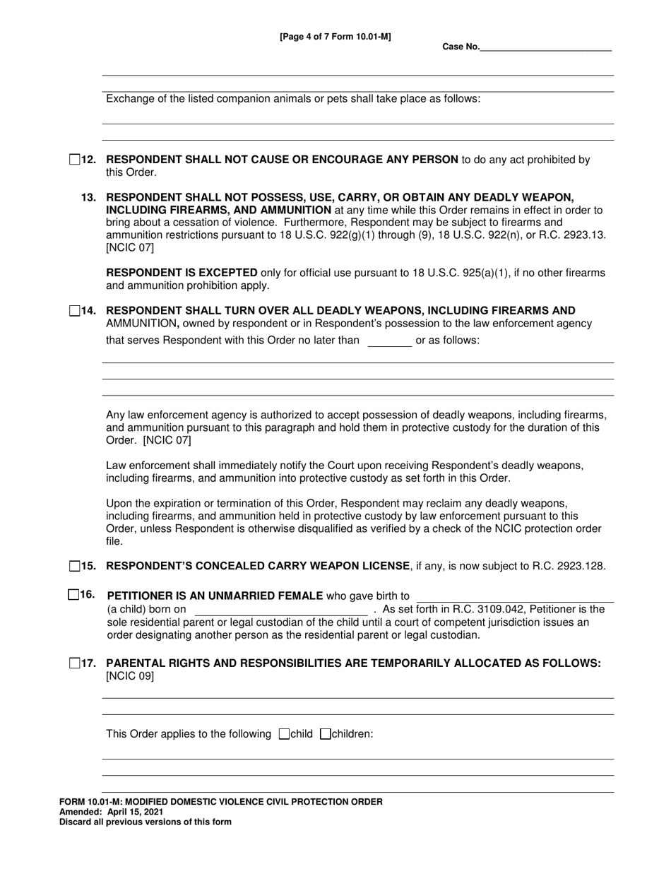 Form 10.01-M - Fill Out, Sign Online And Download Fillable PDF, Ohio ...