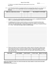 Form 10.05-B Petition for Juvenile Civil Protection Order and Juvenile Domestic Violence Protection Order - Ohio, Page 2